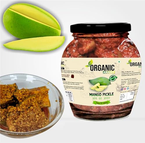 Image of Organic Anand Homemade Mango Pickles 350gram | Khatta Aam ka Achar | Flavourful, Delicious, Traditional Taste (Pack of 1)