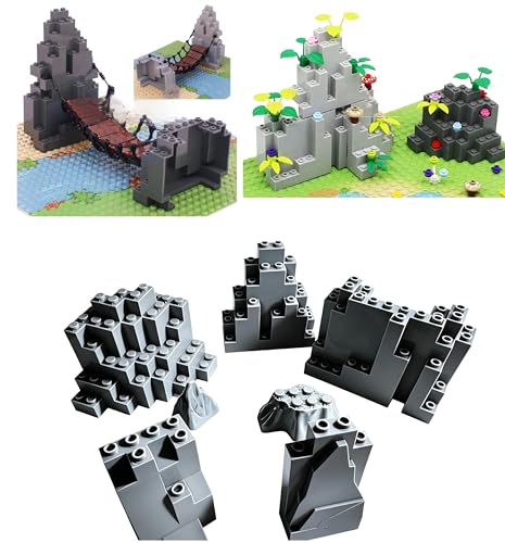 Classic Building 7 Total Types of Rock Panel Bulk, Rockery 29 pcs, Compatible with Lego Parts and Pieces: Rock Rockery Panel (Color:Dark Gray)