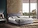EVERGREENWEB - Letto Matrimoniale King Size 180 x 200 cm con Moderno Box Contenitore e Rete a Doghe in Legno Elegante Testiera Tessuto Imbottito SFODERABILE Ideale per Camera da Letto color Grigio