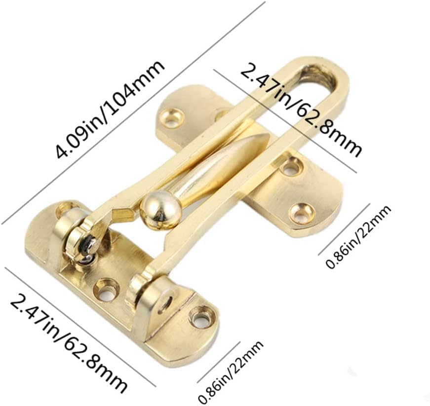 szhdxsy 4 Pcs Home Security Door Lock, Door Reinforcement Lock Swing Bar Lock， Front Door Locks for Kids, Home Reinforcement Lock for Swing-in Doors, Latch Guard Clasp,Solid Security loc, (Golden) image 2 of 6 B0C1NQG5PS