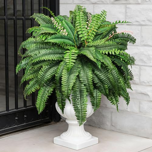 Der Rose 49" Fake Ferns Large Artificial Ferns for Outdoors UV Resistant Faux Boston Fern Plants with 96 Fronds for Garden Porch Home Office Indoor Outdoor Decor