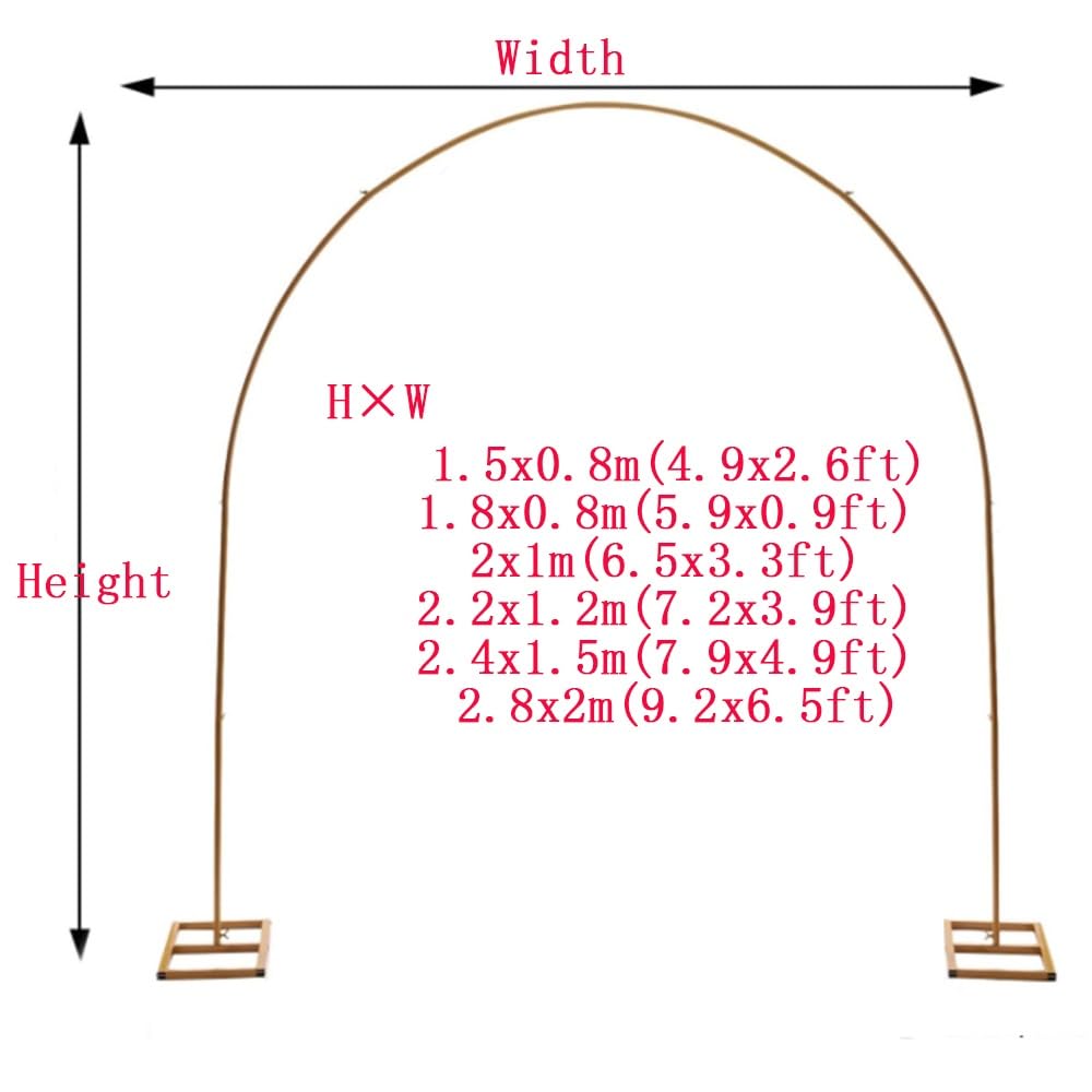 Arco in metallo per matrimonio, decorazione per arco di palloncini, telaio dorato, supporto per arco per matrimonio, pergola per esterni, decorazione per prato, resistente alle intemperie (1,8 x 0,3