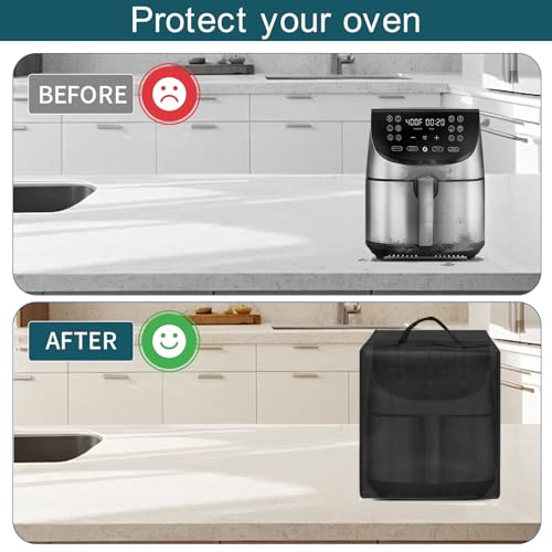 Image of Air Fryer Dust Cover for Gourmia GAF838 8 Qt Air Fryer Oven 14.5 inchD x 11.2 inchW x 13.4 inchH, Reusable 600D Nylon w / 12m Aluminum Foil, Heavy Duty, Heat Resistant, Waterproof, Dustproof