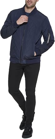 Calvin Klein Mens Lightweight Quilted Bomber Jacket (True Navy, X-Large)