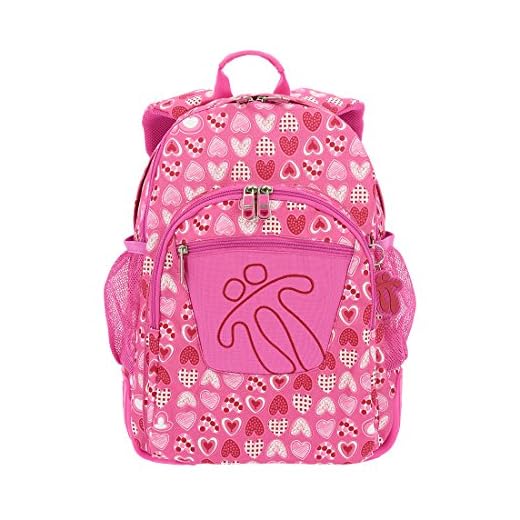 TOTTO - Mochila Escolar, Modelo Crayoles, Capacidad 20 L, Neceser Extraíble y Bolsa Calzado, Bolsillo para Botella, Espaldar Ergonómico con Flujo de Aire, Cómoda y Resistente, Estampado Corazones Rosa