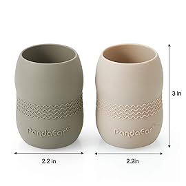 PandaEar Silicone Baby Feeding Set| 2 Pack Silicone Divided Suction Plate and 2 Pack Tiny Cup with 2 Spoons 2 Forks| Baby Led Weaning Supplies Self Feeding Eating Utensils (Silverware Set)