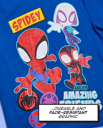 Marvel Spiderman Boys Graphic Tees - 2 Pack Spidey and His Amazing Friends Short Sleeve Spider Man Shirts for Toddler & Kids4