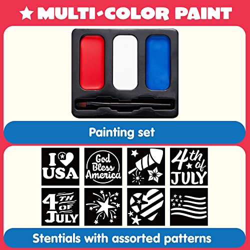 Joyin 3 Colors July 4Th Patriotic Face Paint Kit With Drawing Stencils Sticker And Brush For Kids, Red White Blue Face Paint For Independence Day, Memorial Day, 4Th Of July Parties, Veterans Day #TOP1