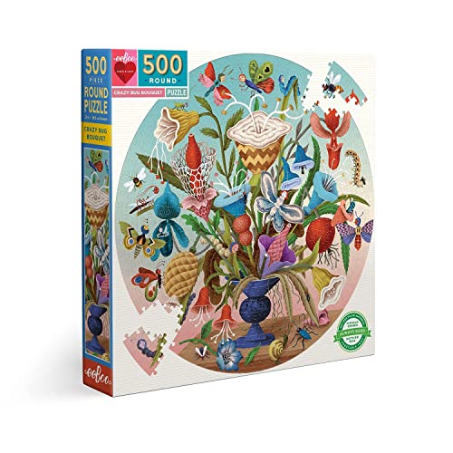 Rompecabezas circular de 500 piezas eeBoo - Crazy Bug Bouquet para adultos, diámetro de 23 pulgadas, fabricado con cartón reciclado y tinta vegetal miniatura 1