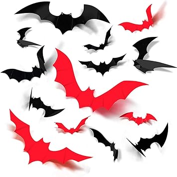 Amazon Co Jp Senman ハロウィン ウォールステッカー コウモリ 飾り付け デコレーション リアルな蝙蝠感 3d 立体 ウォールステッカー 壁飾り 店内飾り Diy 学園祭 Pvc製 デコレーションステッカー 黒 赤 Diy 工具 ガーデン