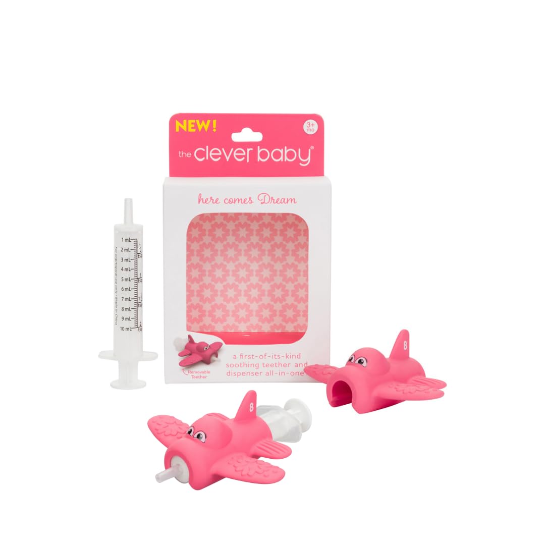 The Clever Baby Teether & Dispenser Duo – Dream | 2-in-1 Teether + Medicine Dispenser | Soothes Sore Gums and Eases Medicine Time | BPA-Free,