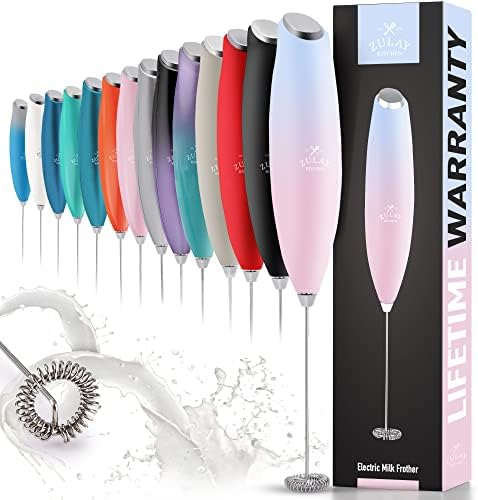 Zulay Powerful Milk Frother for Coffee with Upgraded Titanium Motor - Handheld Frother Electric Whisk, Milk Foamer, Mini Mixer & Coffee Blender Frother for Frappe, Latte, Matcha, No Stand - Silver