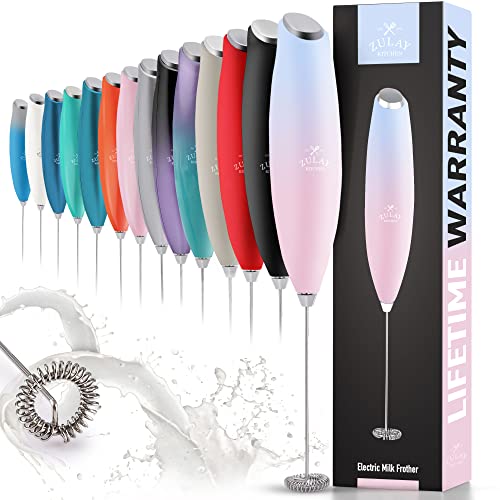Image of Zulay Powerful Milk Frother for Coffee with Upgraded Titanium Motor - Handheld Frother Electric Whisk, Milk Foamer, Mini Mixer and Coffee Blender Frother for Latte, Matcha, No Stand - Lavender Blush