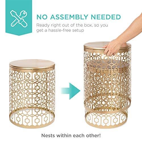 Best Choice Products Metal Accent Table, Set Of 2 Decorative Round End Tables Nightstands, Coffee Side Tables For Living Room Bedroom Office, Nesting - Gold #TOP6