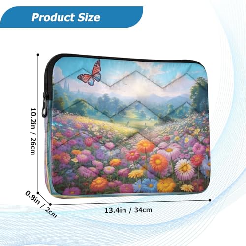 Funda para portátil 13-14 pulgadas con diseño flores y mariposas miniatura 3