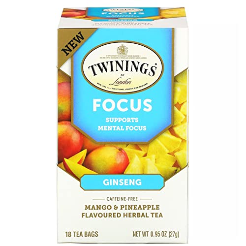 Twinings Focus Herbal Tea Ginseng, Mango & Pineapple 18 Ct #TOP1