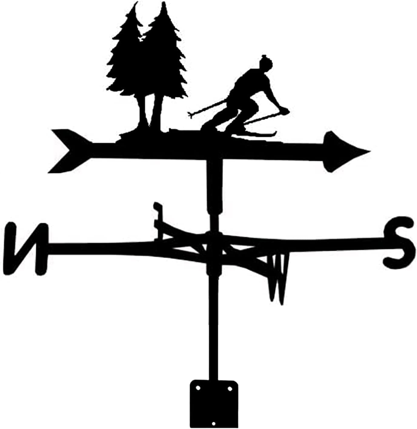 Weathervane Shape Skier Weather Vane for Roof Mount Outdoor Wind Vane Farm Scene Garden Stake Wind Direction Indicator with Anti-Rust Coating Professional Measuring Tool