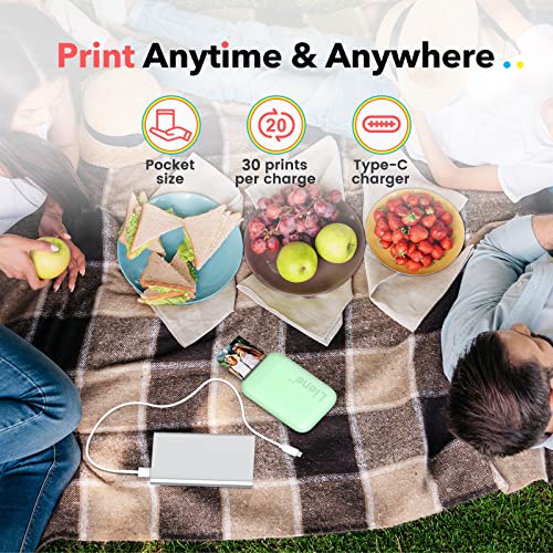 Liene Photo Printer, 2X3” Mini Instant Portable Photo Printer W/ 5 Zink Adhesive Paper, 5.0 Bluetooth, Compatible W/Ios & Android, Small Picture Printer For Iphone, Smartphone, Green #TOP1