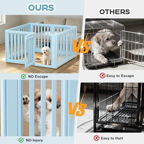 Image of Dog Playpen Indoor,Puppy Playpen,Blue 23.6 inch H,8 Panels | Dog Play Pen Indoors with Open View,Tool-Free Setup,Multi-Shape Setup,Dog Pen for Dogs,Cats & Puppies