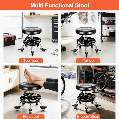 FLOLXNB Garage Mechanic Stool with Storage Tray,Low Height Rolling Shop Stools, Rolling Mechanics Seat Chair Height Adjustable, Rolling Shop Chair, Work Stool Creeper Seat (Style 3) by FLOLXNB - Used condition - Image 6