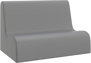 Children's Factory Small Contour Sofa, Mix-and-Match Kids Chairs, Sofas, Corner Ottomans and Cubes, Foam-Filled and Water-Resistant, Flexible Seating for Classroom Elementary, Gray Kids Couch