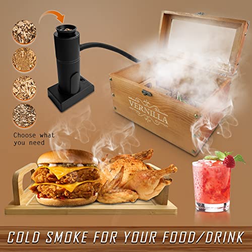 Cocktail Smoker Box Old Fashioned Whiskey Infuser Kit For Drinks Wooden Smoker Infuser Box With Portable Smoking Gun Cocktail Smoker Kit (Kit-A) #TOP1
