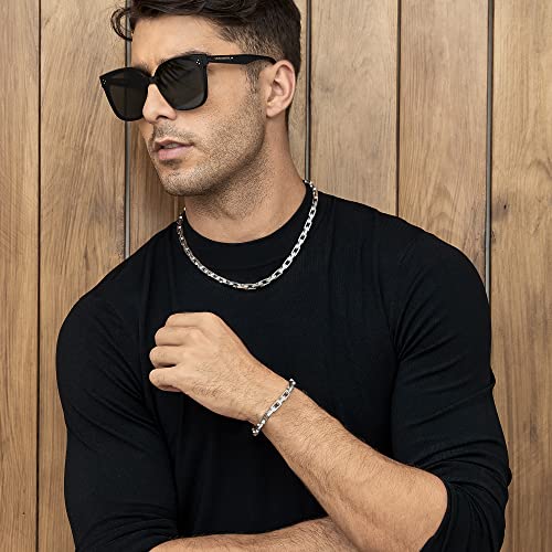 Etevon Stainless Steel Bike Link Chain Bracelets For Men,7.9" Length Metal Bracelets Mens Jewelry For Father's Day Birthday Valentine's Day Christmas, Jewelry Gifts For Men Husband Boyfriend Son Dad #TOP1