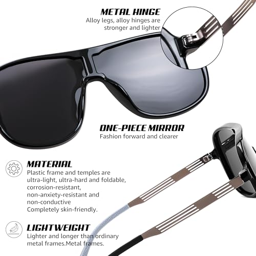 FEISEDY Polarized Sunglasses Men Mirrored One Piece Lens Shades Women Reflective UV Protection Sun Glasses B02774