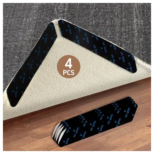 4PCS Rug Pads Grippers,Reusable Washable Grippers for Rugs,Double Sided Non-Slip Rug Pads for Hardwood Floors,Adhesive Rug Stickers Keep Corners Flat