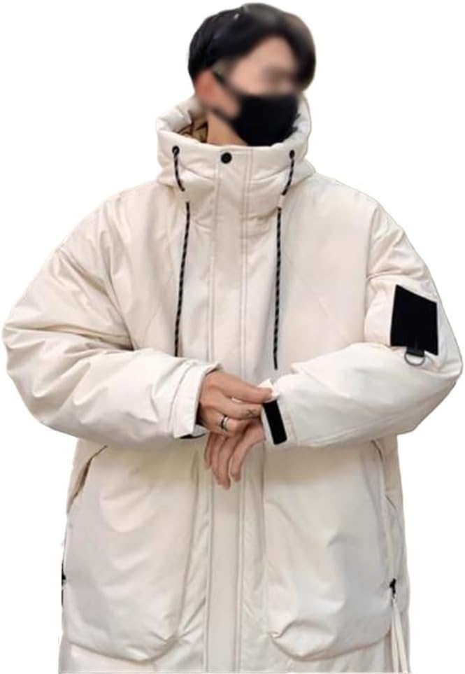 VIDI Pai To Overcome The Long Hooded Down Jacket Men's Winter Light And Thick White Duck Work Coat