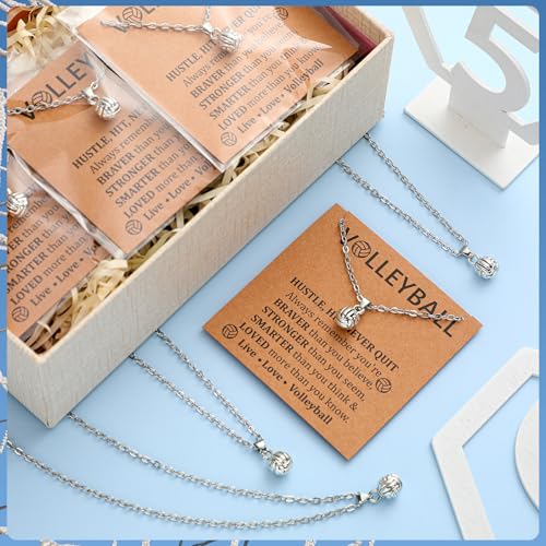 Tondiamo Volleyball Soccer Team Gifts Ball Charm Necklace with Inspirational Card 3D Pendant Necklace for Sport Player Gift for Women Sports Party Favor4