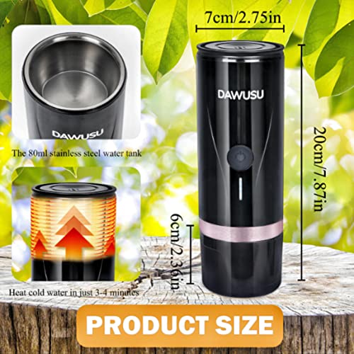 Dawusu Portable Espresso Machine,Lithium Battery Operated Coffee Maker By Self-Heating Function With Carrying Case, For Travel Sports Outdoors Office Home #TOP2