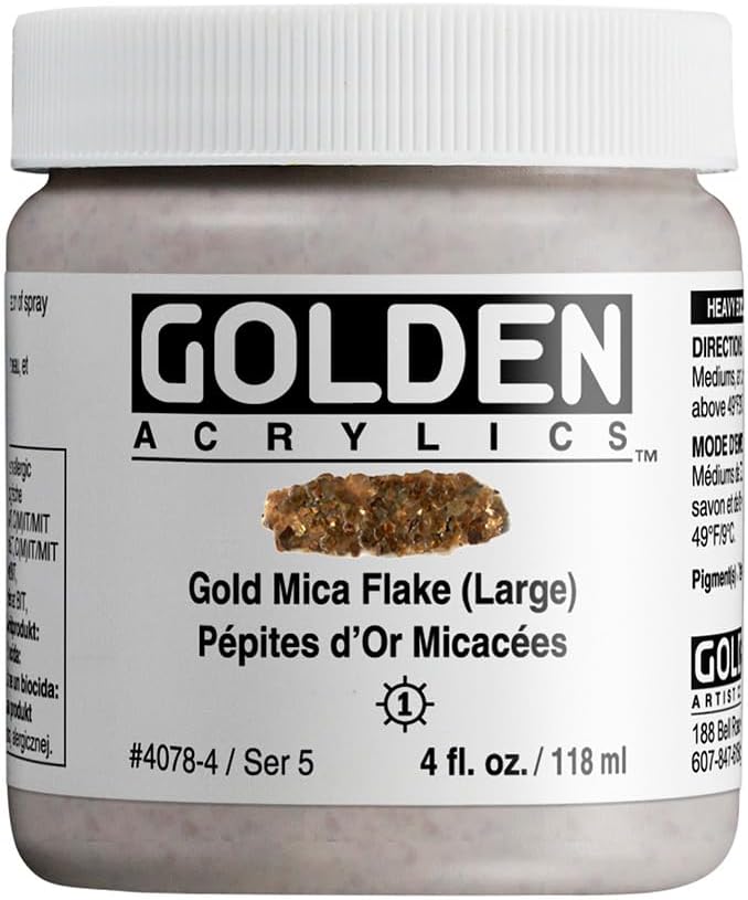GOLDEN Heavy Body Acrylics, Gold Mica Flake Large, 4 fl. oz. Jar, Professional Acrylic Paint