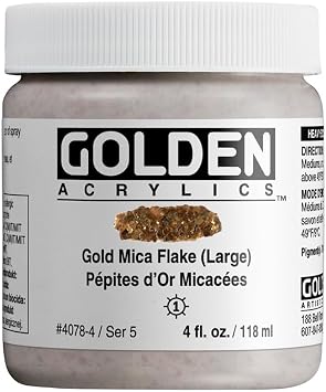 GOLDEN Heavy Body Acrylics, Gold Mica Flake Large, 4 fl. oz. Jar, Professional Acrylic Paint