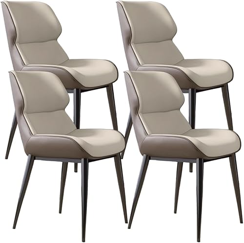 Miniatura 11 de YVYKFZD Juego de sillas de comedor, sillas de cocina de piel sintética, silla de comedor sin brazos con patas de metal y respaldo curvo, silla
