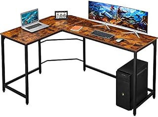 Alecono L Shaped Desk Large Corner desks for Home Office Gaming desk Computer desk With Large Desktop for Work and Study Easy Assembly, Industrial and Modern Design 156*108*75CM ,Black (Rusic Brown)