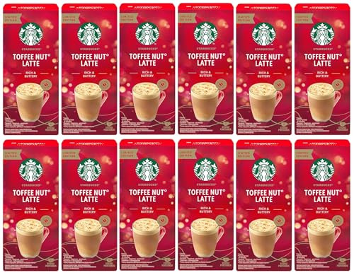 STARBUCKS Toffee Nut Latte Limited Edition Premium Instant Coffee Sticks x4 (Pack of 12, Total 48 Sachets)