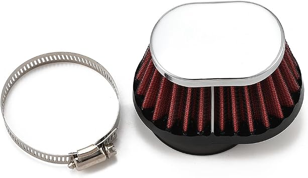 XhuangTech Motorcycle Air Filter, 51/55/60 mm Universal Fit High Performance Pod Air Intake Filter, Red Cold Air Intake Filter Replacement for Motorcycle/ATV/Dirt Pit Bike/Scooter (60 mm)