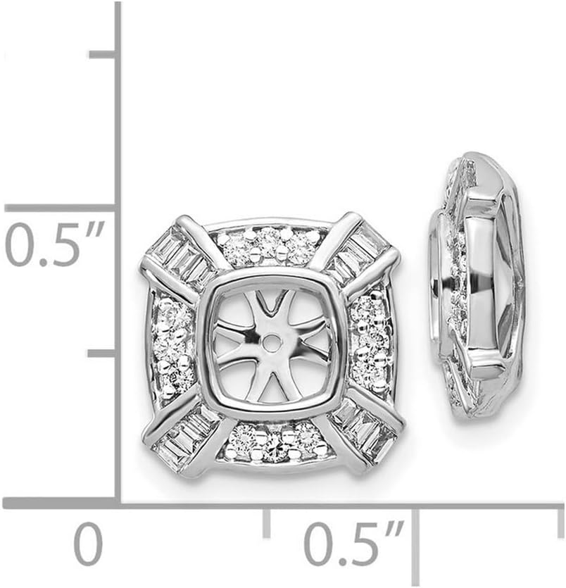 14k White Gold Diamond Earrings Jacket 12x12mm Wide Earring Jacket for Women