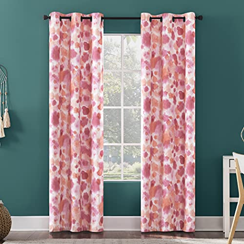 Sun Zero Tie Dye Print Total Blackout Grommet Curtain Panel, 40" X 84", Pink #TOP12