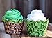 Pixel Grass Themed Cupcake Wrappers for Boys Birthday Parties, Vintage 8-Bit Birthday Party. Set of 24 Reversible Engineer builder Grass and Green Pixel Cup Cake Holder Wraps. Green, Brown