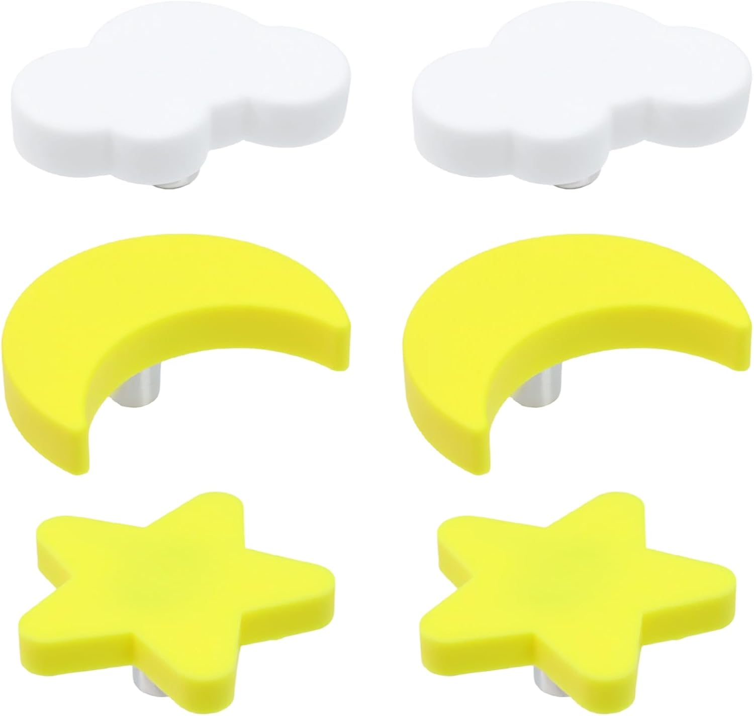 LC LICTOP 2 Inch White Star Soft Rubber Drawer Knobs 6pcs, Warm Style Cabinet Knobs for Cabinets, Cute Drawer Pulls Handles with Screws for Dresser Wardrobe Closet