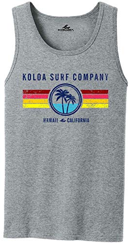 Koloa Surf Company Mens Seas and Stripes Logo Cotton Tank Tops-XL-AthleticHeather/c