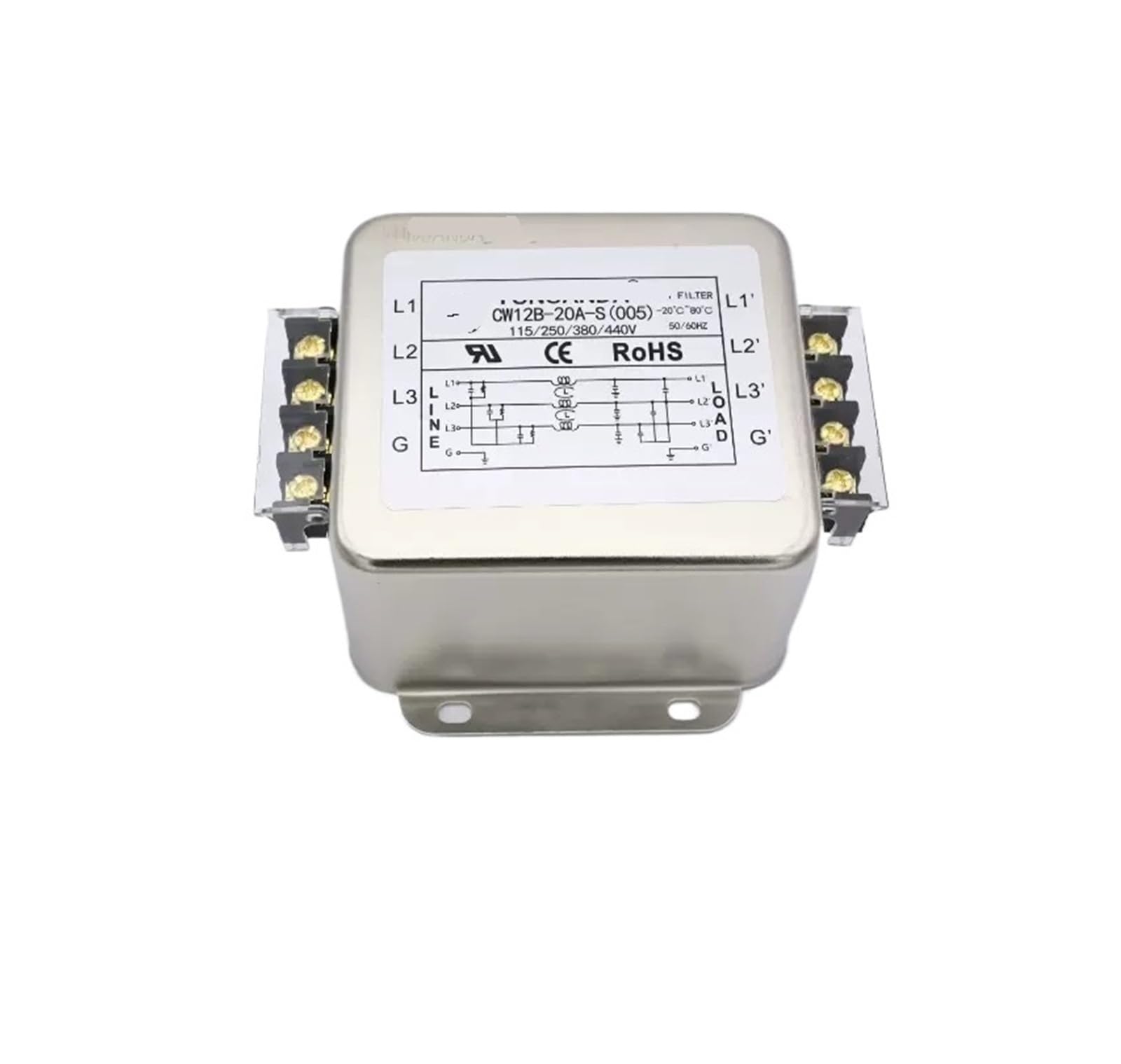 Filtre triphasé d'entrée 380V CW12B-3A/40A-S de haute précision