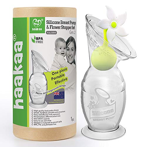 Image of haakaa Manual Breast Pump with Suction Bottom and White Stopper (4oz/100ml)