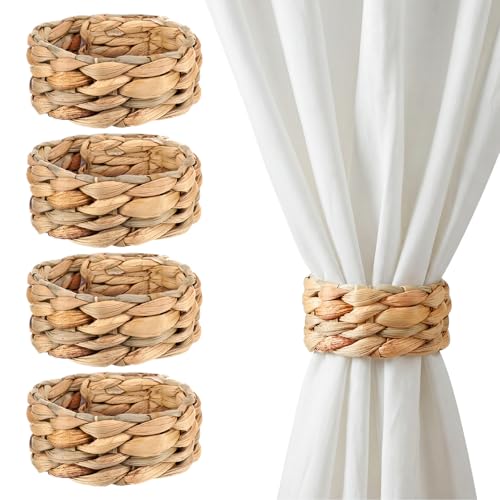 Novabright 4 Pack Woven Curtain Tiebacks - 9.06"x1.18" Hook and
