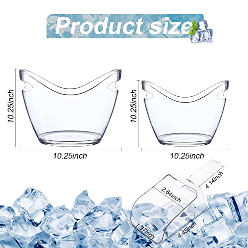Beverage Tubs For Parties Plastic Ice Bucket For Cocktail Bar Clear Acrylic Wine Bucket With Scoops Drink Bucket Cooler For Chiller Bin For Champagne Or Beer (8 L, 4 L) #TOP3