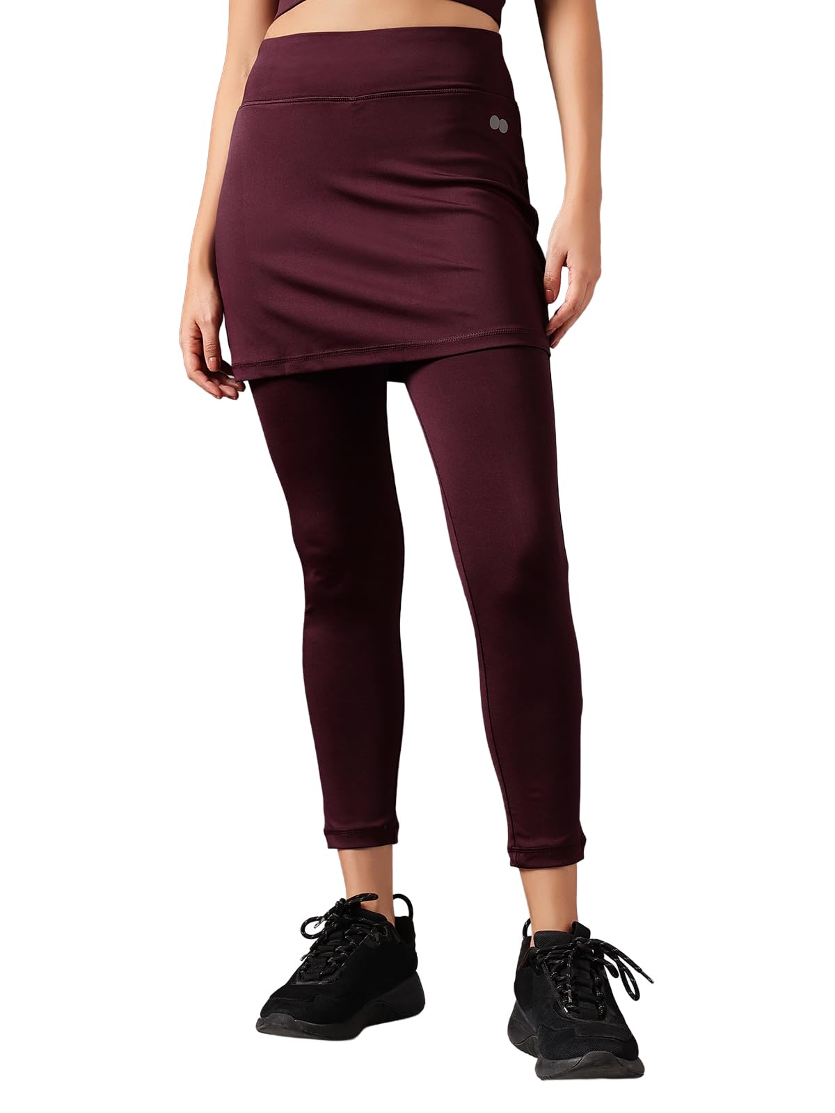 Women's Snug-Fit High Rise Active Skirt with Attached Tights in Purple