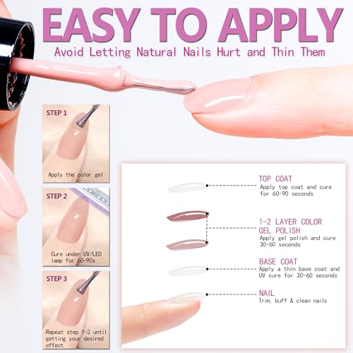 9PCS Vernis Semi Permanent Nude 9 Couleur à Ongles Gel UV Nudee Lot VSP Polish Ver is French Coffret Classique Professionnel Rose Laiteux Pale pas Cher Nail Manucure Naturel Pack Longue Tenue 7.3ml – vue 4