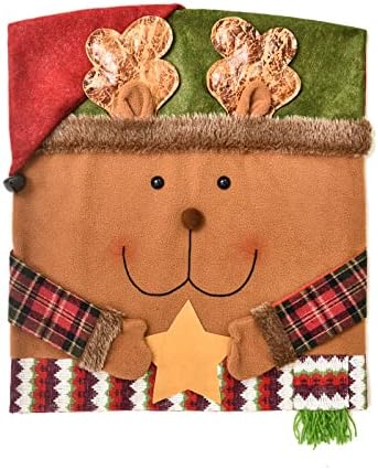 Christmas Chair Covers Set of 3 - Santa Snowman Reindeer - Festive Holiday Dining Chair Slipcovers - Xmas Decorations for Home Party (4, Snowman)